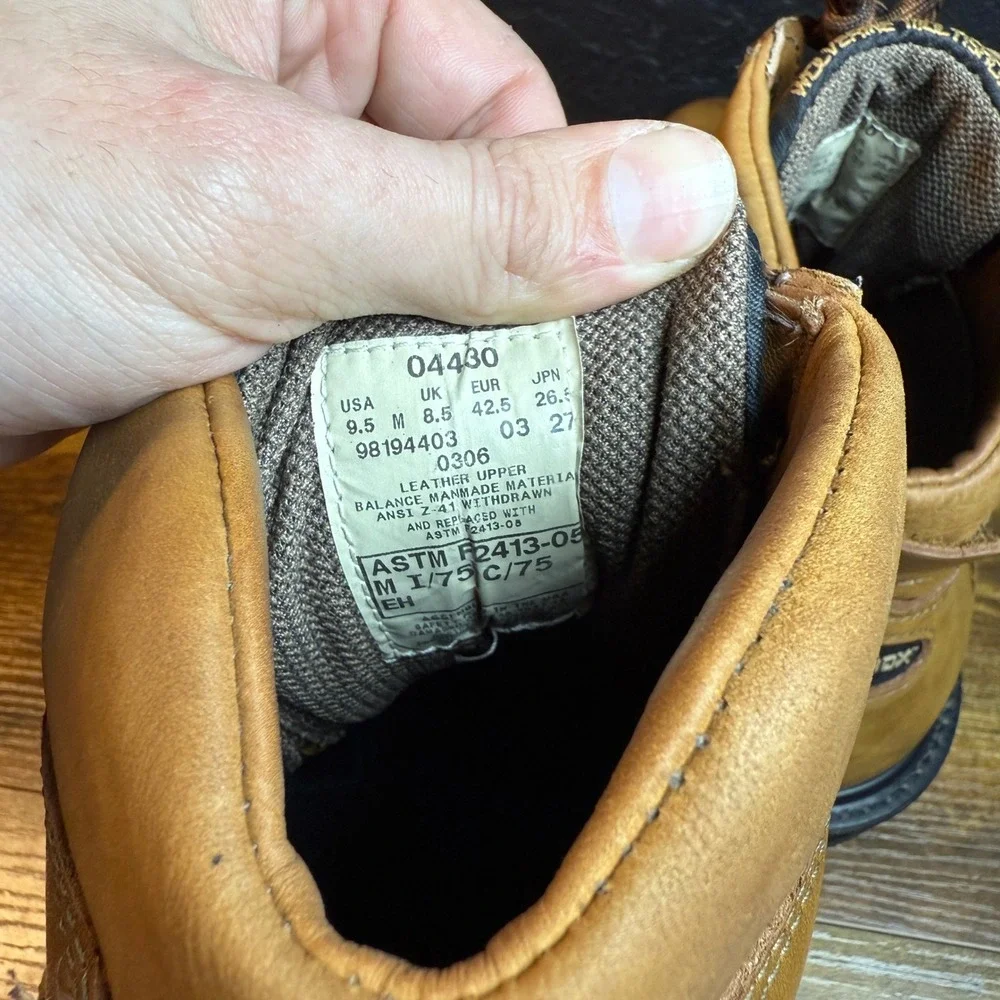 Wolverine MultiShox 04430 Brown Leather Work Boots Mens Size 9.5 M